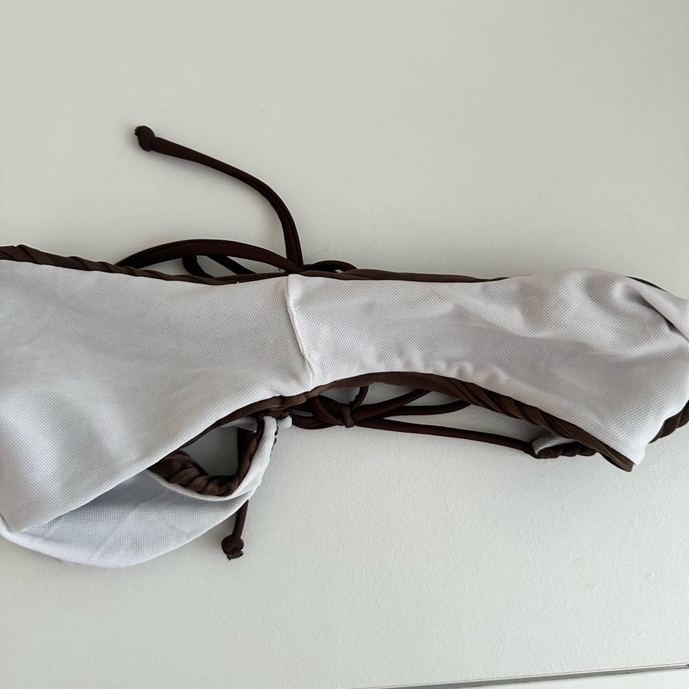 SHEIN Brown Textured Ribbed Triangle Bikini - Picture 7 of 8